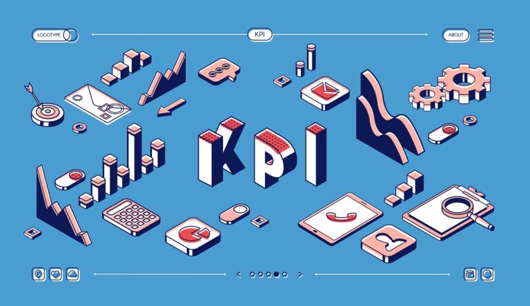 Key performance indicators isometric landing page